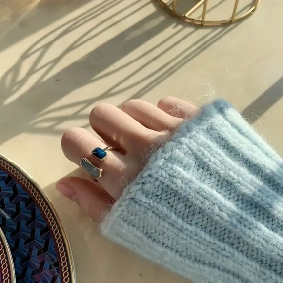 Cuff Ring Geometric Design Oil Dripping Craft Adjustable - Picture 5 of 5